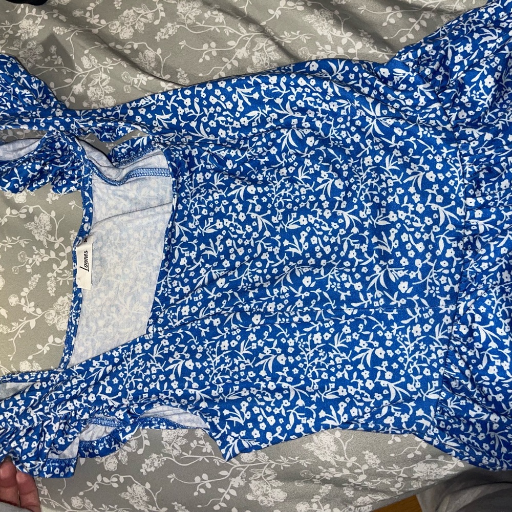 Blue and White Floral Dress